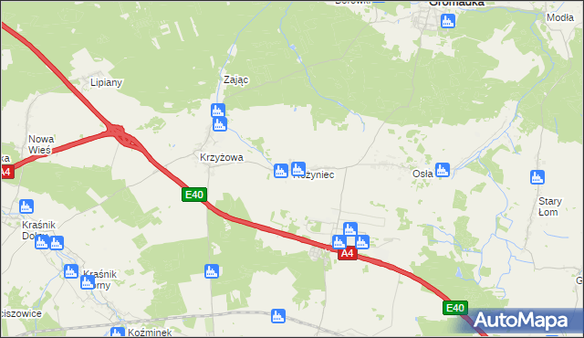 mapa Różyniec, Różyniec na mapie Targeo