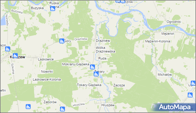 mapa Ruda gmina Korczew, Ruda gmina Korczew na mapie Targeo