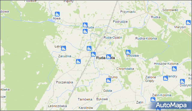 mapa Ruda-Huta, Ruda-Huta na mapie Targeo