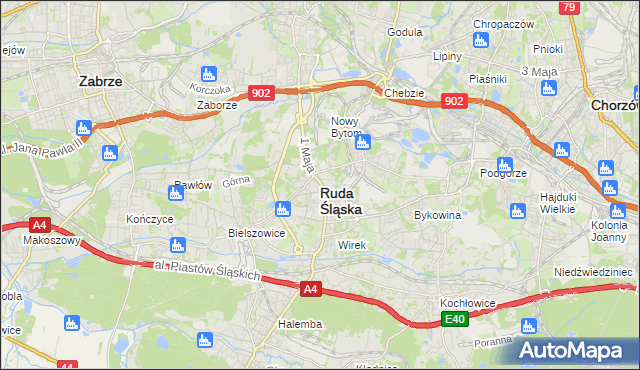 mapa Rudy Śląskiej, Ruda Śląska na mapie Targeo