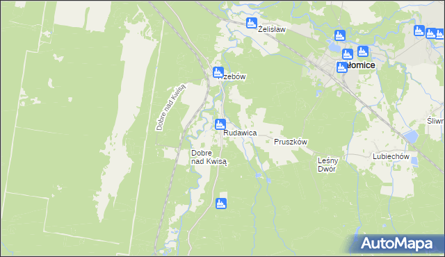 mapa Rudawica gmina Żagań, Rudawica gmina Żagań na mapie Targeo