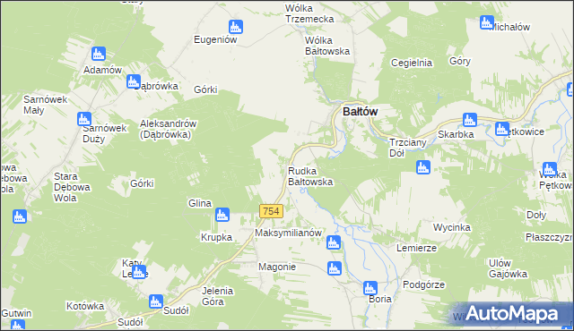 mapa Rudka Bałtowska, Rudka Bałtowska na mapie Targeo