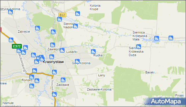 mapa Rudka gmina Siennica Różana, Rudka gmina Siennica Różana na mapie Targeo