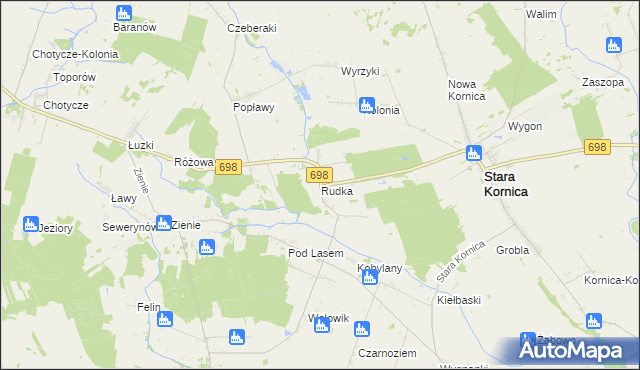 mapa Rudka gmina Stara Kornica, Rudka gmina Stara Kornica na mapie Targeo
