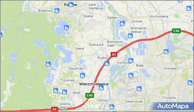 mapa Rudka gmina Wierzchosławice, Rudka gmina Wierzchosławice na mapie Targeo