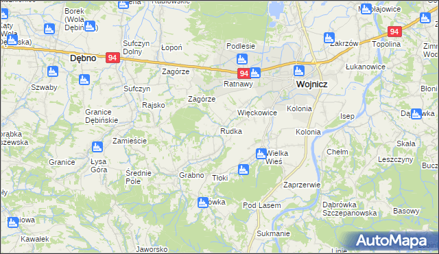 mapa Rudka gmina Wojnicz, Rudka gmina Wojnicz na mapie Targeo