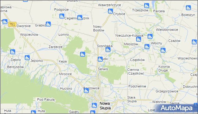 mapa Rudki gmina Nowa Słupia, Rudki gmina Nowa Słupia na mapie Targeo