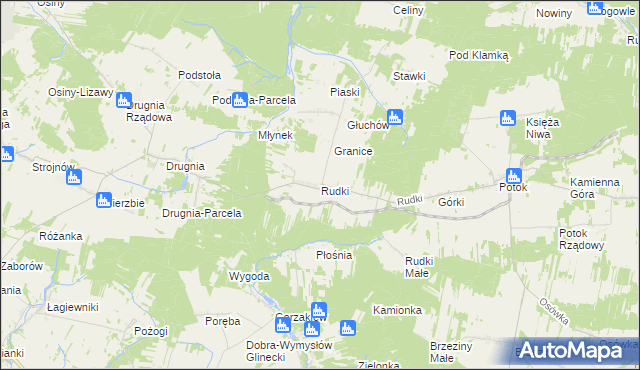 mapa Rudki gmina Szydłów, Rudki gmina Szydłów na mapie Targeo