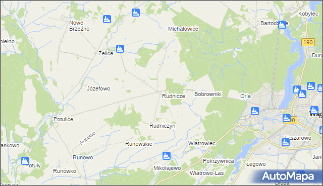 mapa Rudnicze gmina Wągrowiec, Rudnicze gmina Wągrowiec na mapie Targeo