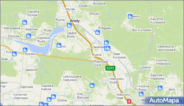 mapa Rudnik gmina Brody, Rudnik gmina Brody na mapie Targeo