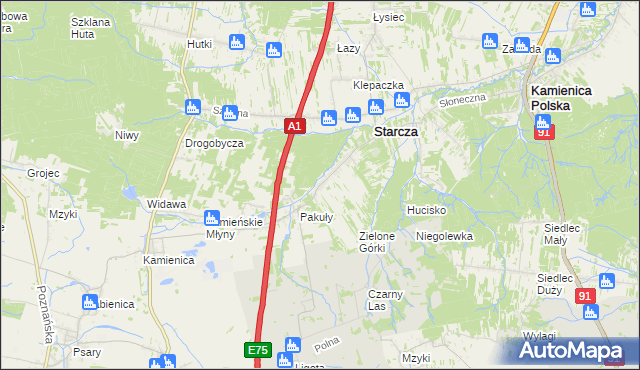 mapa Rudnik Mały gmina Starcza, Rudnik Mały gmina Starcza na mapie Targeo