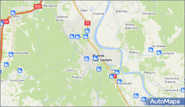 mapa Rudnik nad Sanem, Rudnik nad Sanem na mapie Targeo