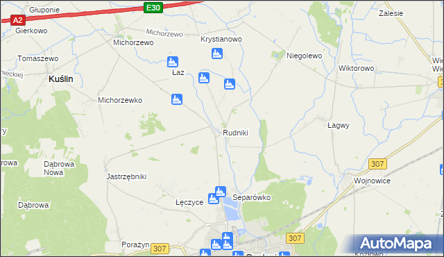 mapa Rudniki gmina Opalenica, Rudniki gmina Opalenica na mapie Targeo