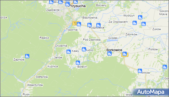 mapa Rudno gmina Borkowice, Rudno gmina Borkowice na mapie Targeo