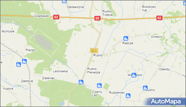 mapa Rudno gmina Milanów, Rudno gmina Milanów na mapie Targeo