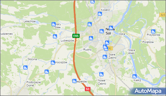 mapa Rudno gmina Nowa Sól, Rudno gmina Nowa Sól na mapie Targeo