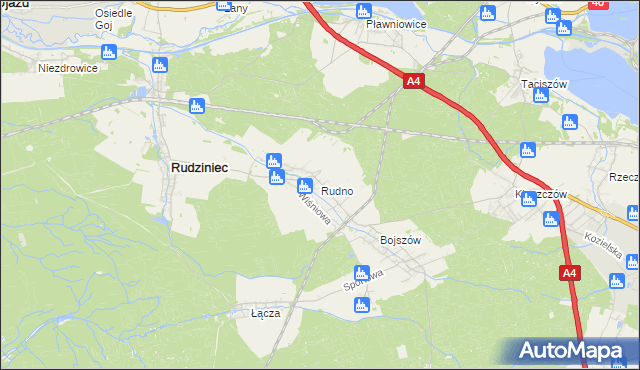 mapa Rudno gmina Rudziniec, Rudno gmina Rudziniec na mapie Targeo