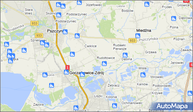 mapa Rudołtowice, Rudołtowice na mapie Targeo