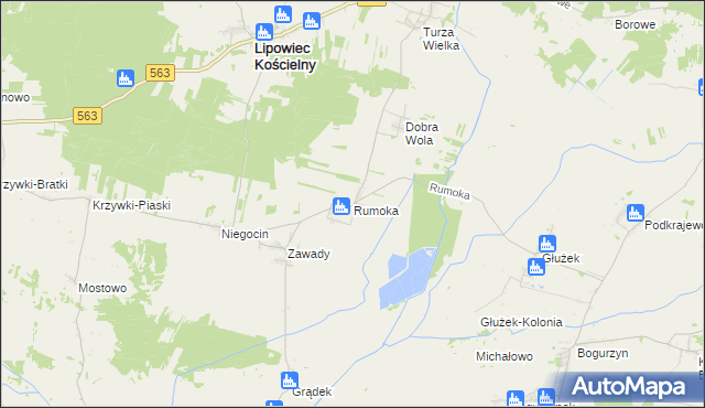 mapa Rumoka gmina Lipowiec Kościelny, Rumoka gmina Lipowiec Kościelny na mapie Targeo