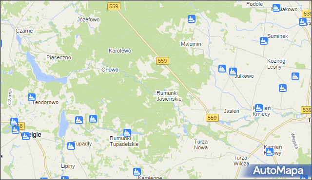 mapa Rumunki Jasieńskie, Rumunki Jasieńskie na mapie Targeo