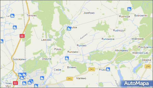 mapa Runowo gmina Wągrowiec, Runowo gmina Wągrowiec na mapie Targeo