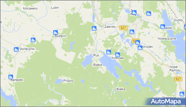 mapa Ruś gmina Morąg, Ruś gmina Morąg na mapie Targeo