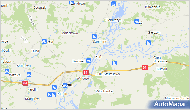 mapa Ruś gmina Wizna, Ruś gmina Wizna na mapie Targeo