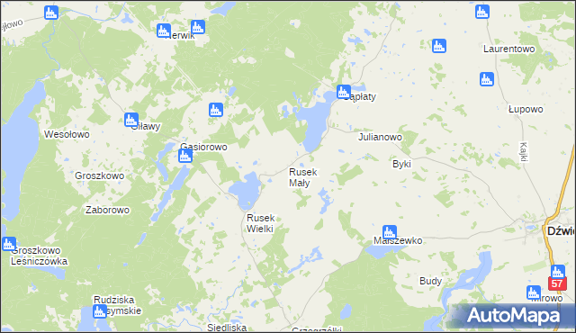 mapa Rusek Mały, Rusek Mały na mapie Targeo