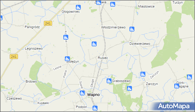 mapa Rusiec gmina Wapno, Rusiec gmina Wapno na mapie Targeo