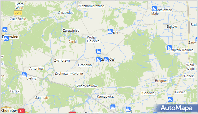 mapa Rusinów powiat przysuski, Rusinów powiat przysuski na mapie Targeo