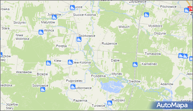 mapa Ruszenice-Kolonia, Ruszenice-Kolonia na mapie Targeo