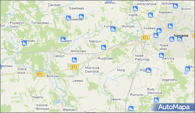 mapa Ruszkowo gmina Nasielsk, Ruszkowo gmina Nasielsk na mapie Targeo