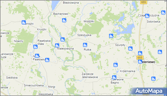 mapa Rutka gmina Jeleniewo, Rutka gmina Jeleniewo na mapie Targeo