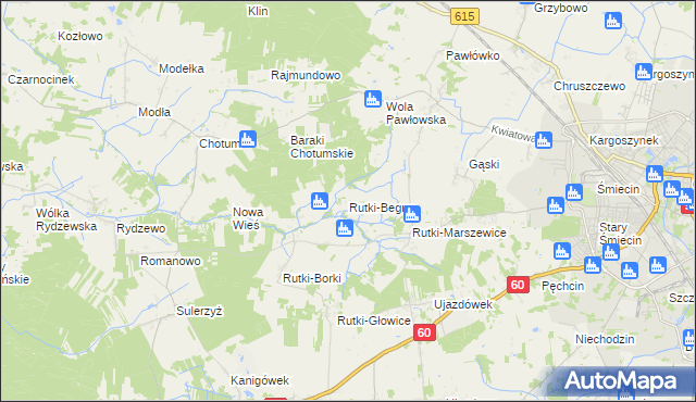 mapa Rutki-Begny, Rutki-Begny na mapie Targeo