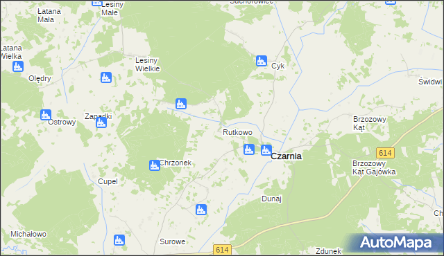 mapa Rutkowo gmina Czarnia, Rutkowo gmina Czarnia na mapie Targeo