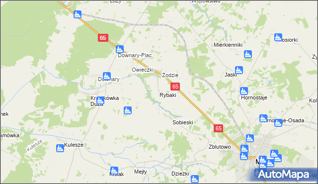 mapa Rybaki gmina Mońki, Rybaki gmina Mońki na mapie Targeo
