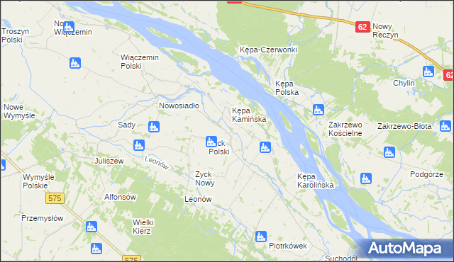 mapa Rybaki gmina Słubice, Rybaki gmina Słubice na mapie Targeo