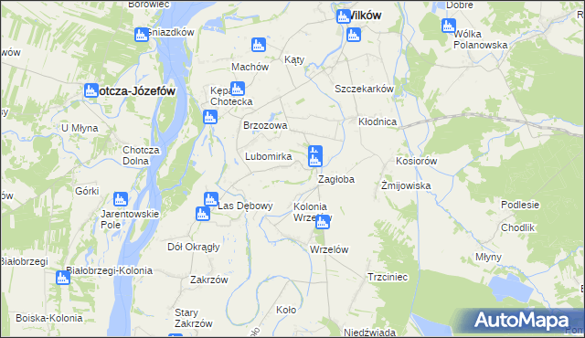 mapa Rybaki gmina Wilków, Rybaki gmina Wilków na mapie Targeo
