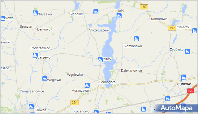 mapa Rybitwy gmina Łubowo, Rybitwy gmina Łubowo na mapie Targeo