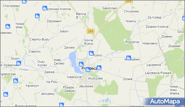 mapa Rybno gmina Przedecz, Rybno gmina Przedecz na mapie Targeo