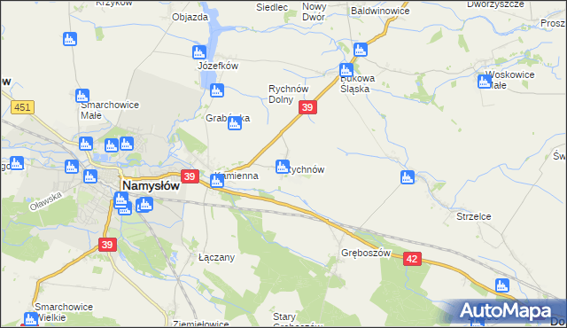 mapa Rychnów gmina Namysłów, Rychnów gmina Namysłów na mapie Targeo