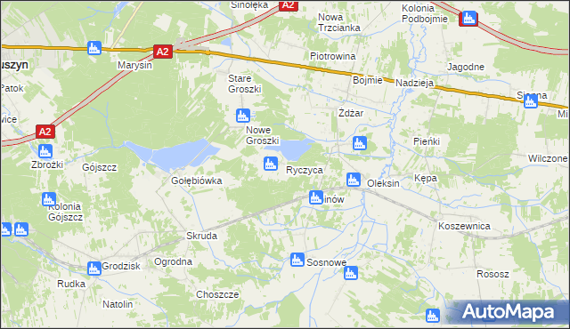 mapa Ryczyca, Ryczyca na mapie Targeo