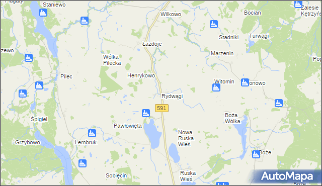 mapa Rydwągi, Rydwągi na mapie Targeo