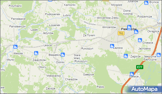 mapa Rykoszyn, Rykoszyn na mapie Targeo