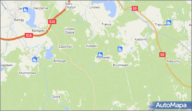 mapa Rykowiec, Rykowiec na mapie Targeo