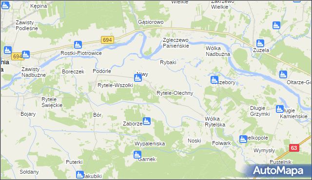 mapa Rytele-Olechny, Rytele-Olechny na mapie Targeo