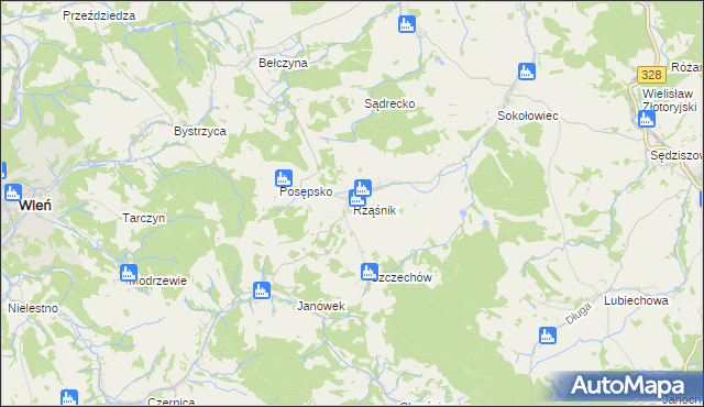 mapa Rząśnik gmina Świerzawa, Rząśnik gmina Świerzawa na mapie Targeo