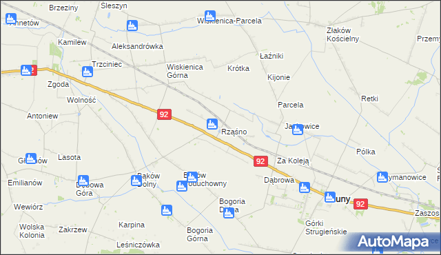 mapa Rząśno, Rząśno na mapie Targeo