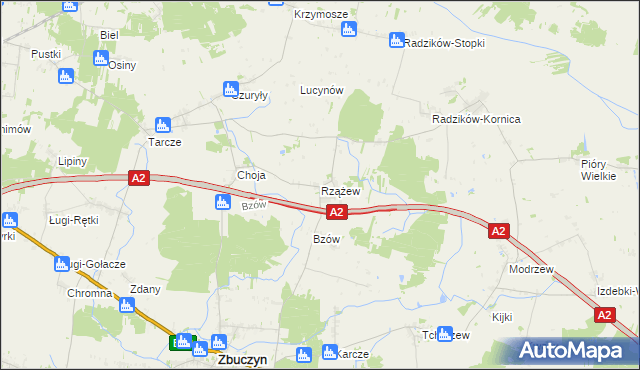 mapa Rzążew, Rzążew na mapie Targeo