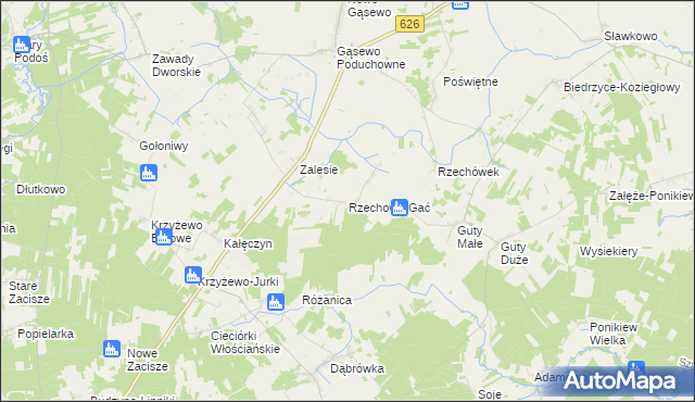 mapa Rzechowo-Gać, Rzechowo-Gać na mapie Targeo